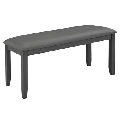 MAYEERTY 6-Piece Modern Dining Table Set, Wooden Table with 4 Chairs & Bench, Grey