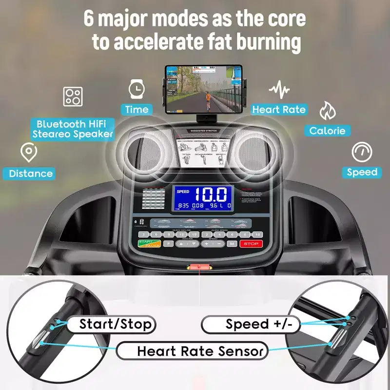 Famistar Folding Treadmill with 20-Level Auto Incline, 0.612 MPH, 7-Layer Running Belt, 320 lbs Capacity for Home Fitness