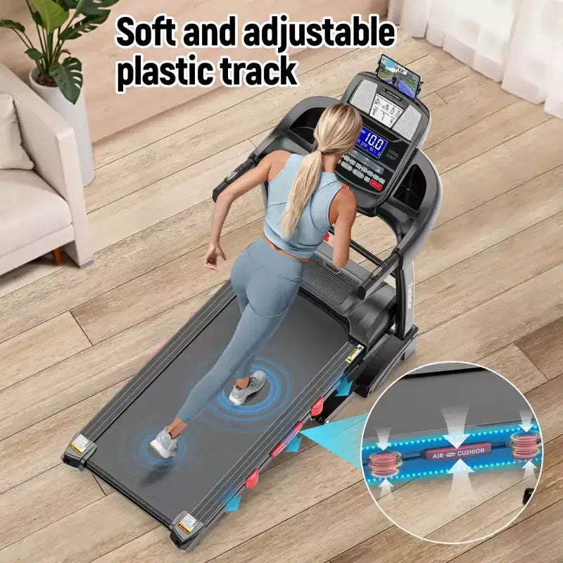 Famistar Folding Treadmill with 20-Level Auto Incline, 0.612 MPH, 7-Layer Running Belt, 320 lbs Capacity for Home Fitness
