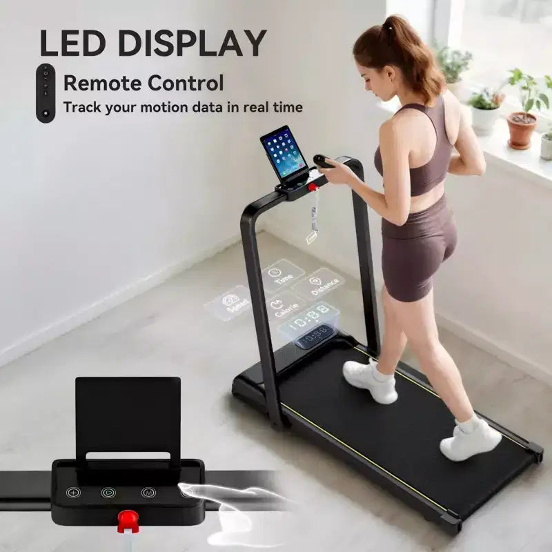 Folding Treadmill for Home with Incline 2HP Quiet Motor Compact Treadmill with LED Display