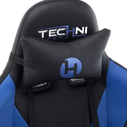 Chaise de jeu ergonomique réglable TUYOHW, chaises de bureau pivotantes à 360° avec oreiller de tête et lombaire, fauteuil inclinable de 90 à 150° pour le bureau et la maison, 113 kg max, bleu