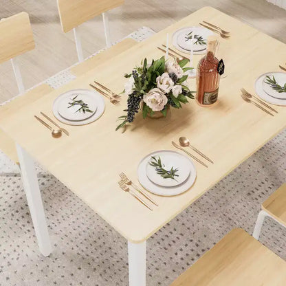 Dining Table Set for 4, 5-Piece Kitchen Table and Chairs, Rectangular Dining Room Table Set with 4 Chairs, Space-Saving Kitchen Table Set