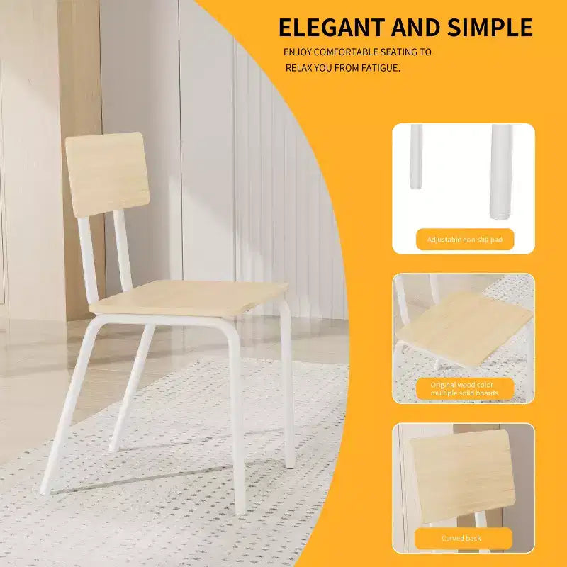 Dining Table Set for 4, 5-Piece Kitchen Table and Chairs, Rectangular Dining Room Table Set with 4 Chairs, Space-Saving Kitchen Table Set