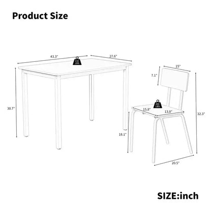 Dining Table Set for 4, 5-Piece Kitchen Table and Chairs, Rectangular Dining Room Table Set with 4 Chairs, Space-Saving Kitchen Table Set