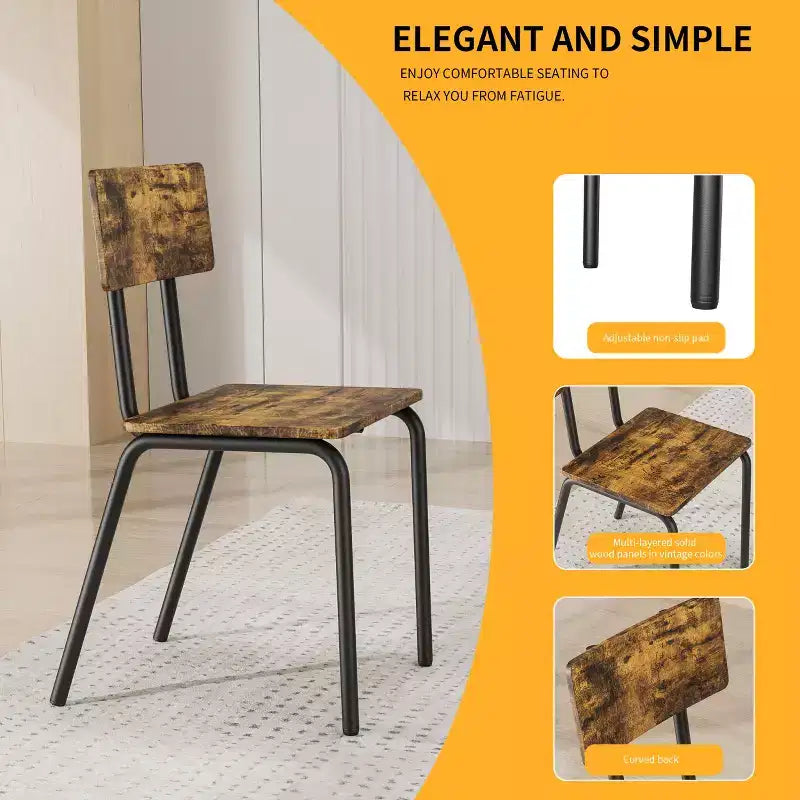 Dining Table Set for 4, 5-Piece Kitchen Table and Chairs, Rectangular Dining Room Table Set with 4 Chairs, Space-Saving Kitchen Table Set