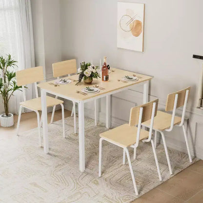 Dining Table Set for 4, 5-Piece Kitchen Table and Chairs, Rectangular Dining Room Table Set with 4 Chairs, Space-Saving Kitchen Table Set