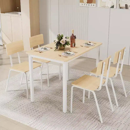 Dining Table Set for 4, 5-Piece Kitchen Table and Chairs, Rectangular Dining Room Table Set with 4 Chairs, Space-Saving Kitchen Table Set
