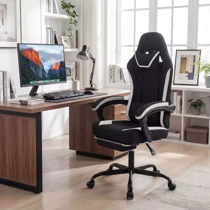 Costway Gaming Chair with Headrest, Lumbar Support, Linkage Armrests, Reclining Backrest