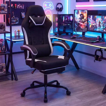 Costway Gaming Chair with Headrest, Lumbar Support, Linkage Armrests, Reclining Backrest