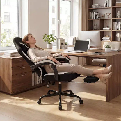 Costway Gaming Chair with Headrest, Lumbar Support, Linkage Armrests, Reclining Backrest