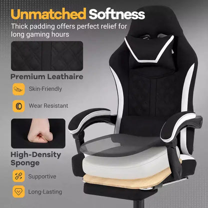 Costway Gaming Chair with Headrest, Lumbar Support, Linkage Armrests, Reclining Backrest