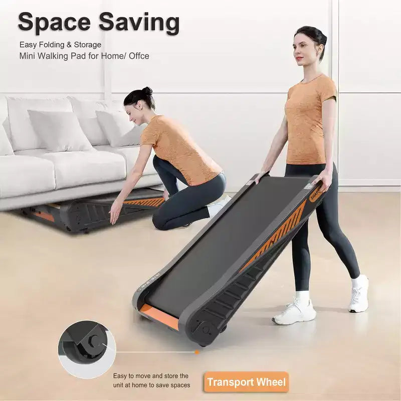 Whisen Walking Pad Under Desk Treadmill Machine Home Exercise with Incline for Small Space - Black