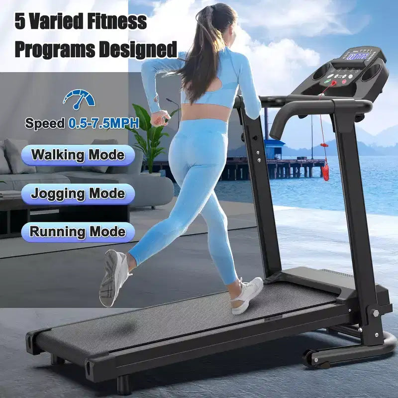 Whisen Walking Pad Foldable Treadmill, 2.5HP Portable Treadmill Running Machin - Black & Orange