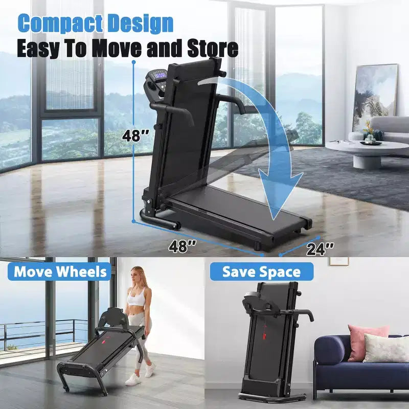 Whisen Walking Pad Foldable Treadmill, 2.5HP Portable Treadmill Running Machin - Black & Orange