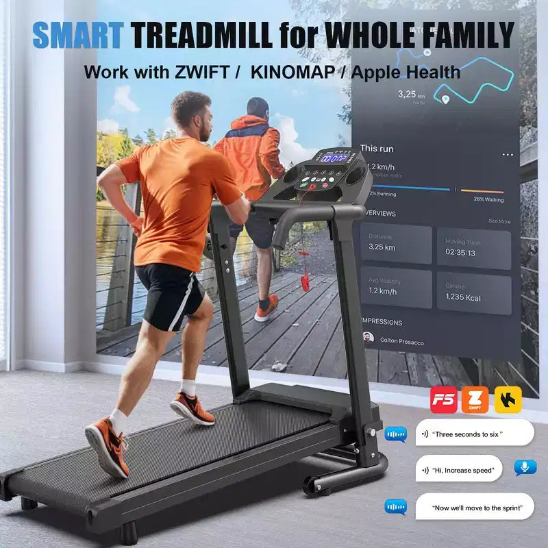 Whisen Walking Pad Foldable Treadmill, 2.5HP Portable Treadmill Running Machin - Black & Orange