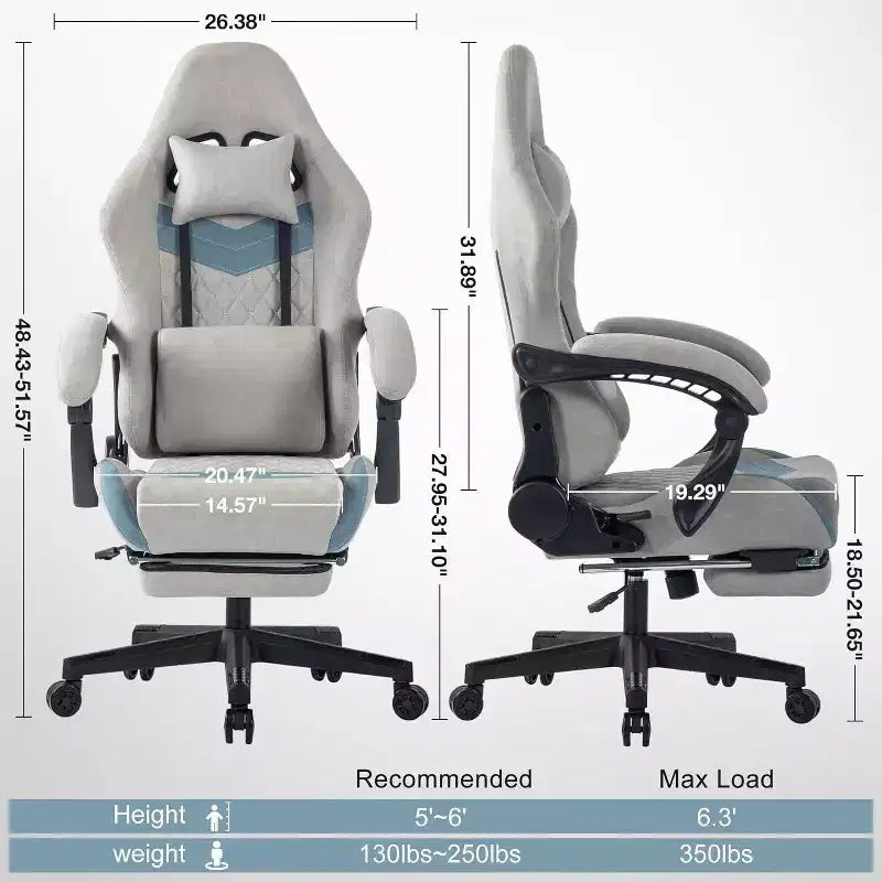 BALHAM TRADE-Chaise de bureau avec support lombaire réglable, appui-tête, repose-pieds et accoudoir à liaison pour personnes de grande taille
