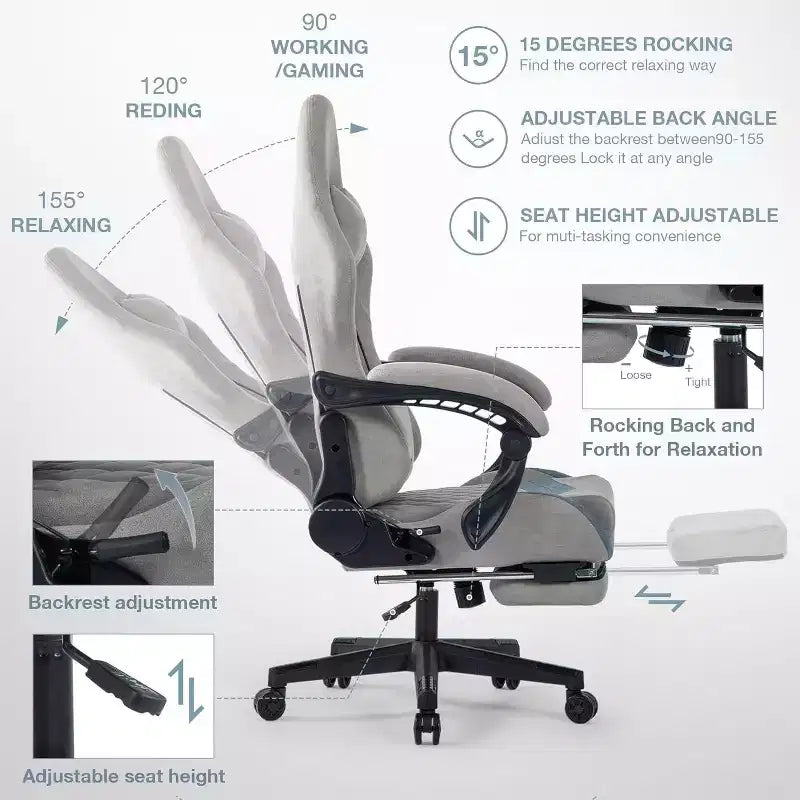 BALHAM TRADE-Chaise de bureau avec support lombaire réglable, appui-tête, repose-pieds et accoudoir à liaison pour personnes de grande taille
