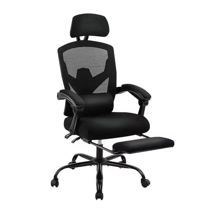 TUYOHW Ergonomic Office Chair with Retractable Footrest, Gaming Chair with Lumbar Support Pillow and Padded Armrests, Swivel Chair for Office