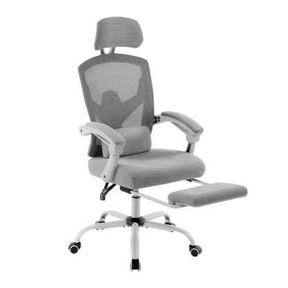 TUYOHW Ergonomic Office Chair with Retractable Footrest, Gaming Chair with Lumbar Support Pillow and Padded Armrests, Swivel Chair for Office