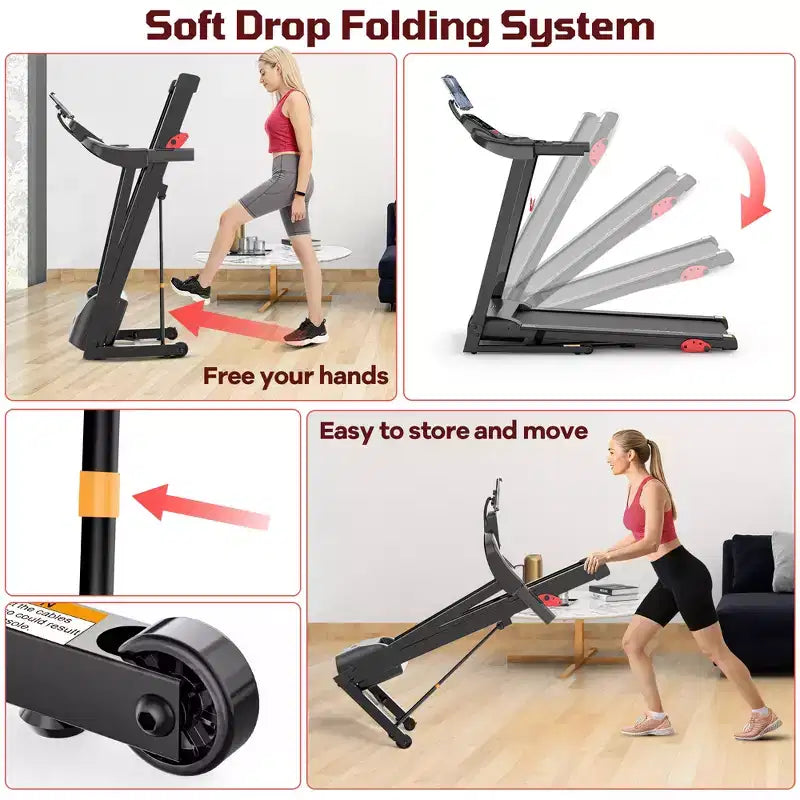 3.5HP Folding Treadmill for Home/Office, 3-Level Incline, 7.5 MPH,64 Programs, FREE Courses&APP Control, Heart Rate Monitor,Jogging walking treadmill