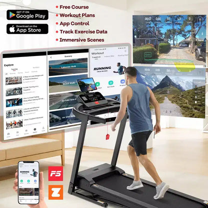 3.5HP Folding Treadmill for Home/Office, 3-Level Incline, 7.5 MPH,64 Programs, FREE Courses&APP Control, Heart Rate Monitor,Jogging walking treadmill