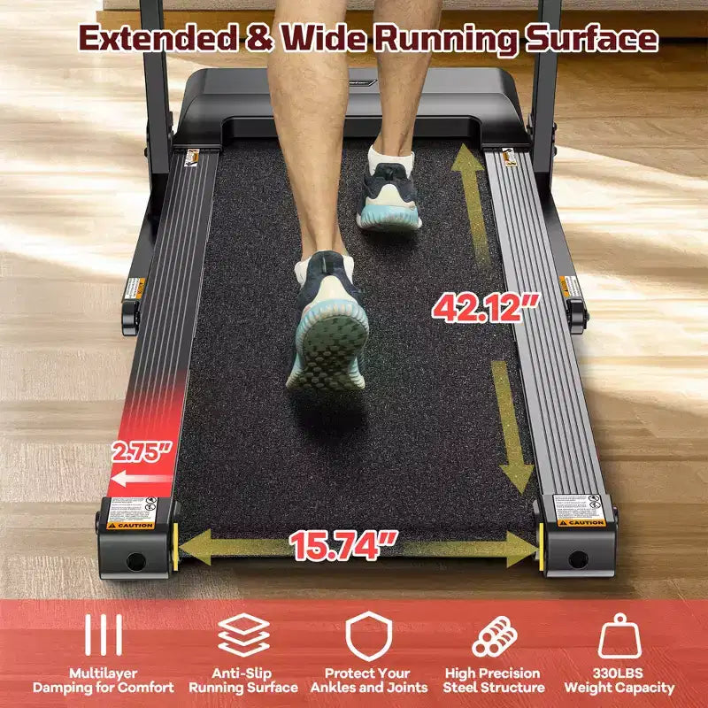 3.5HP Folding Treadmill for Home/Office, 3-Level Incline, 7.5 MPH,64 Programs, FREE Courses&APP Control, Heart Rate Monitor,Jogging walking treadmill