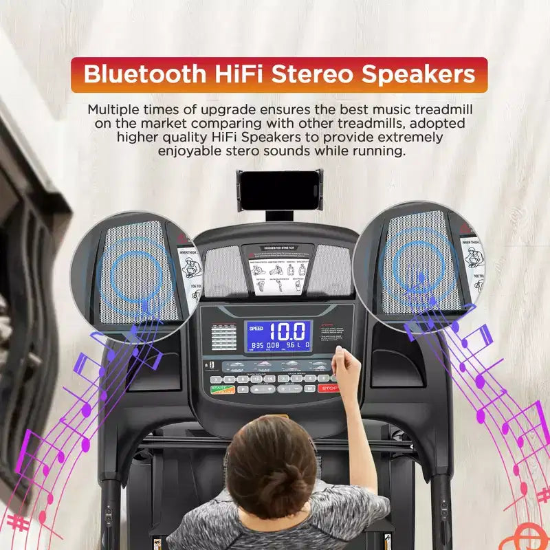 4.5HP Treadmill Clearance  APP Control Treadmill Jogging Machine W/ Bluetooth Speaker