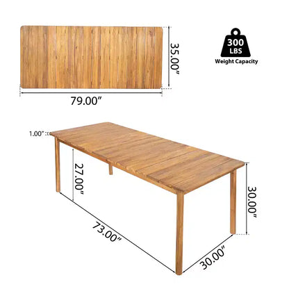Christopher Knight Home Eleni Ensemble de salle à manger d'extérieur rustique 9 pièces en bois d'acacia avec plateau à lattes et coussins