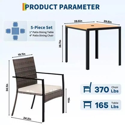 Ensemble de salle à manger de patio extérieur