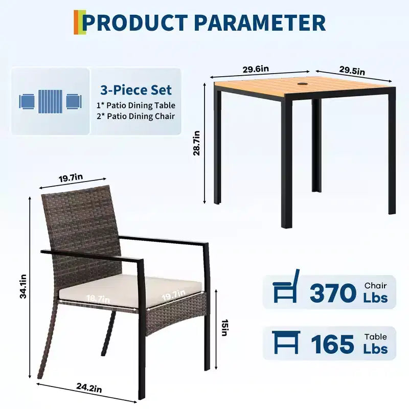 Ensemble de salle à manger de patio extérieur