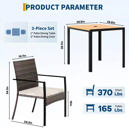 Ensemble de salle à manger de patio extérieur