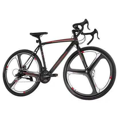 Vélo de course NAYSAYE 700C avec 21 vitesses, cadre en acier au carbone et freins à disque pour les déplacements urbains, Noir, 53.74*8.27*29.13