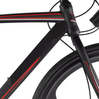 Vélo de course NAYSAYE 700C avec 21 vitesses, cadre en acier au carbone et freins à disque pour les déplacements urbains, Noir, 53.74*8.27*29.13