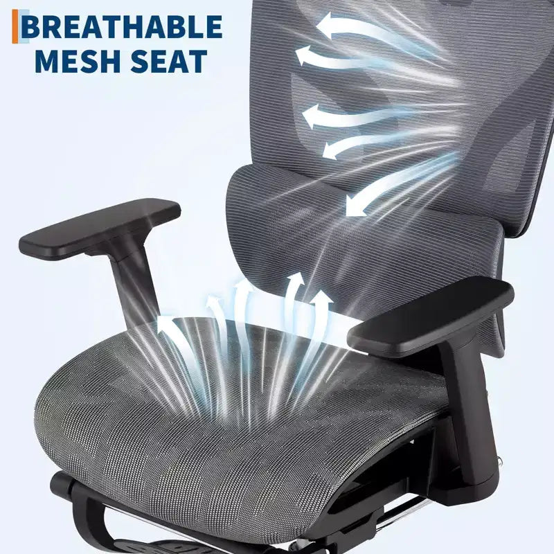 Ergonomic Office Chair, Comfortable Desk Chair with High Back Support and 3D Adjustable Armrests, Swivel Task Chair for Work, Study, Gaming