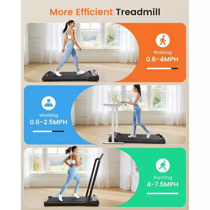 KRISRATE 3-in-1 3.5HP Walking Pad Treadmill w/ Foot Massage & Handle Bar, DualSided Compact Walking Pad, Foldable Treadmill for Home Gym