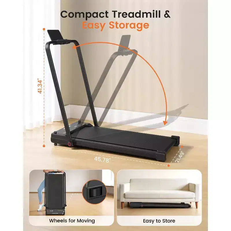 KRISRATE 3-in-1 3.5HP Walking Pad Treadmill w/ Foot Massage & Handle Bar, DualSided Compact Walking Pad, Foldable Treadmill for Home Gym
