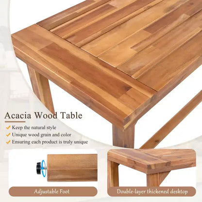 Ensemble de salle à manger GDFStudio Agnes Patio moderne 3 pièces en bois d'acacia hauteur comptoir avec tabourets coussinés