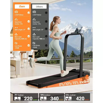 15% Incline 4-in-1 Walking Pad Treadmill, Foldable Under Desk Treadmill for Home & Office, Quiet 2.5 HP Motor