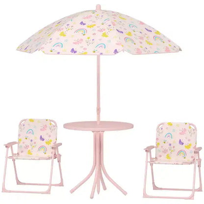 Ensemble Table et Chaises de Pique-nique pour Enfants, Table d'Activités d'Extérieur avec Chaises Pliantes, Parasol Amovible pour Jardin