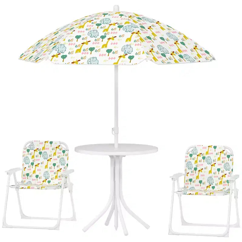 Ensemble Table et Chaises de Pique-nique pour Enfants, Table d'Activités d'Extérieur avec Chaises Pliantes, Parasol Amovible pour Jardin