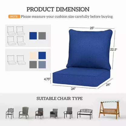 8 Patio Chair Cushions with Seat & Backrest, Fade Resistant Seat Replacement Cushion Set
