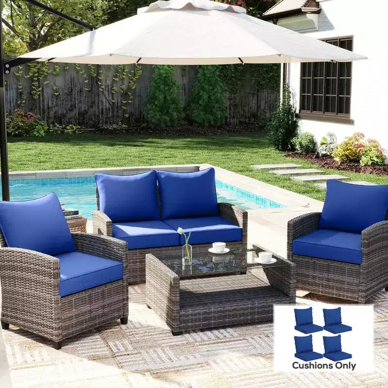 8 Patio Chair Cushions with Seat & Backrest, Fade Resistant Seat Replacement Cushion Set