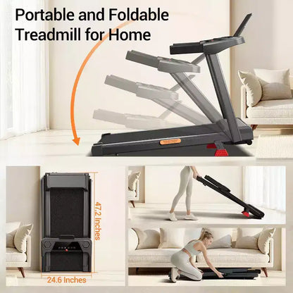 15% Manual Incline Treadmill with Handle Bar, 3-Screen Display Foldable Walking Pad, 3.0HP Quiet Motor, 0.67.0 MPH, Home Treadmill