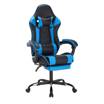 Chaise de jeu ergonomique Ora Maison avec repose-pieds et support lombaire, chaise d'ordinateur pivotante réglable en hauteur et respirante pour adultes, bleue