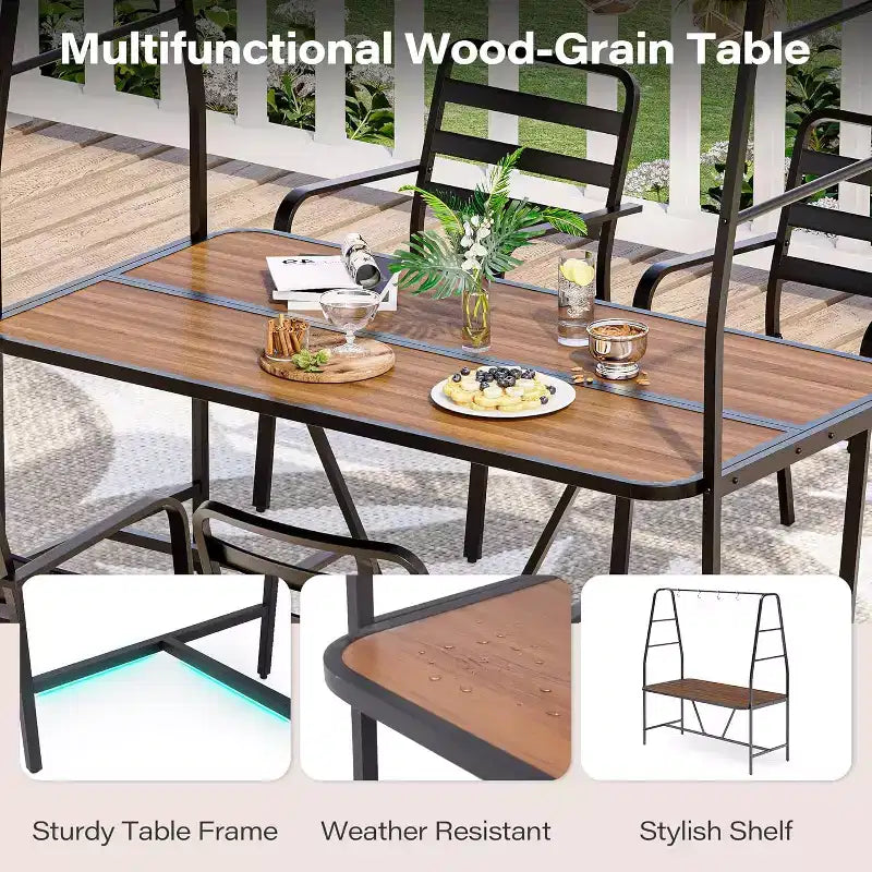 LAUSAINT HOME Ensemble de Table et Chaises d'extérieur A-Frame pour 4 Personnes avec 4 Crochets, Salon de Jardin