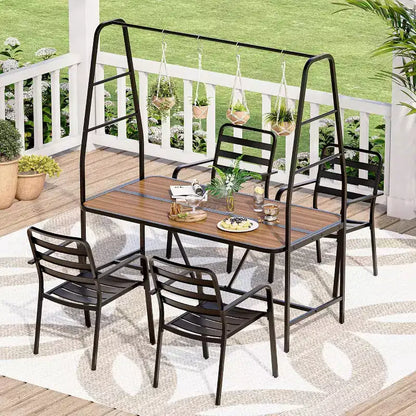 LAUSAINT HOME Ensemble de Table et Chaises d'extérieur A-Frame pour 4 Personnes avec 4 Crochets, Salon de Jardin