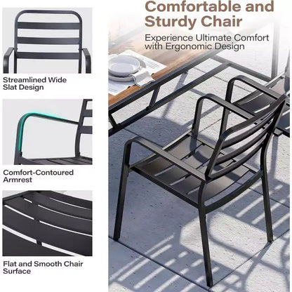 LAUSAINT HOME Ensemble de Table et Chaises d'extérieur A-Frame pour 4 Personnes avec 4 Crochets, Salon de Jardin