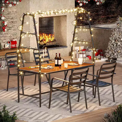 LAUSAINT HOME Ensemble de Table et Chaises d'extérieur A-Frame pour 4 Personnes avec 4 Crochets, Salon de Jardin