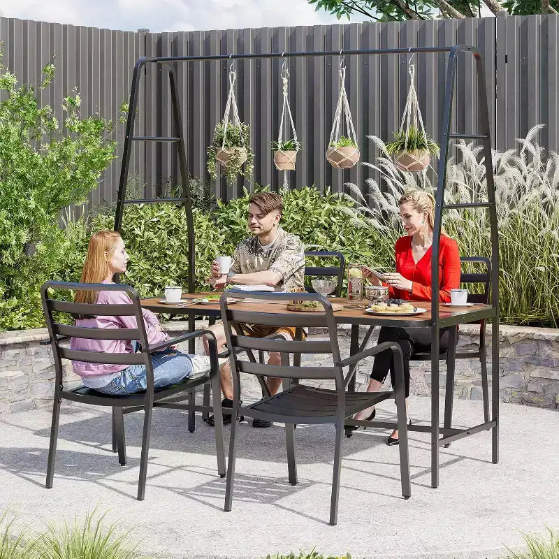 LAUSAINT HOME Ensemble de Table et Chaises d'extérieur A-Frame pour 4 Personnes avec 4 Crochets, Salon de Jardin