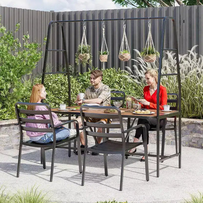 LAUSAINT HOME Ensemble de Table et Chaises d'extérieur A-Frame pour 4 Personnes avec 4 Crochets, Salon de Jardin